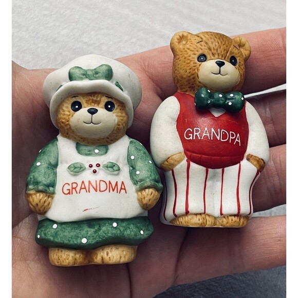 Enesco 1984 Lucy & Me Grandma & Grandpa Teddy Bears Christmas Edition VTG - Picture 1 of 9